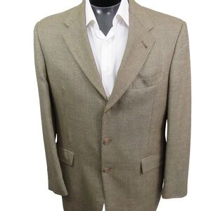 Hart Schaffner & Marx Mens Sport Coat 42R‎ Tan Birdseye 3 Button Single